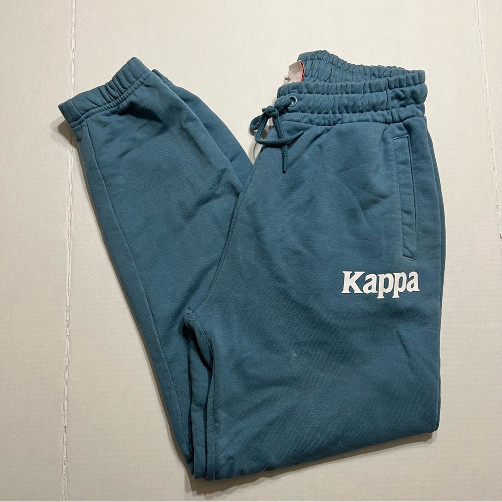 Kappa Sweatpants Mens Medium Blue Yellow Logo Joggers